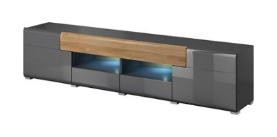 Arte Sophisticated Toledo 40 Tv Cabinet 208Cm - Grey Gloss & San Remo Oak: Luxurious Storage For Modern Entertainment Spaces - image 1