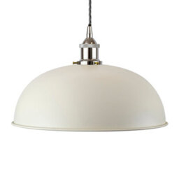 Clay White Worcester Painted Dome Pendant Light With Nickel Lamp Holder And Grey Twisted Cable - Se Home - thumbnail 1