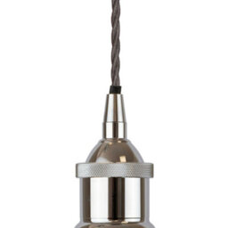 Clay White Worcester Painted Dome Pendant Light With Nickel Lamp Holder And Grey Twisted Cable - Se Home - thumbnail 3