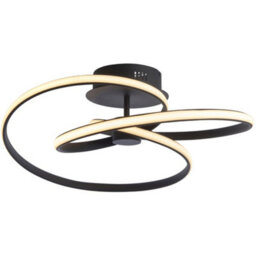 Semi Flush Ceiling Light Fitting - Textured Black & White Diffuser - Led Tape - thumbnail 1