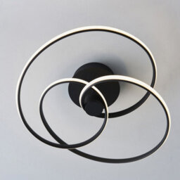 Semi Flush Ceiling Light Fitting - Textured Black & White Diffuser - Led Tape - thumbnail 5