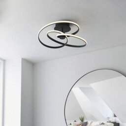 Semi Flush Ceiling Light Fitting - Textured Black & White Diffuser - Led Tape - thumbnail 4