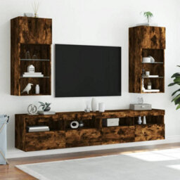 Berkfield Durable Tv Cabinet With Led Lights Smoked Oak 40.5X30X90 Cm - thumbnail 3