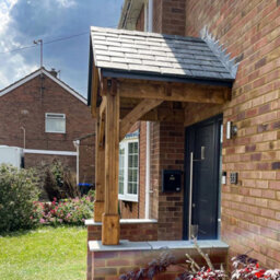 Dunster House Wooden Porch Canopy Kit 2M X 1.5M Pressure Treated Half Height 2 Post Black Shingles Thunderdam - thumbnail 5