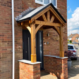 Dunster House Wooden Porch Canopy Kit 2M X 1.5M Pressure Treated Half Height 2 Post Black Shingles Thunderdam - thumbnail 4