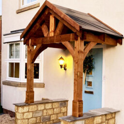 Dunster House Wooden Porch Canopy Kit 2M X 1.5M Pressure Treated Half Height 2 Post Black Shingles Thunderdam - thumbnail 7