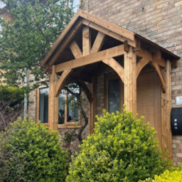 Dunster House Wooden Porch Canopy Kit 2M X 1.5M Pressure Treated Half Height 2 Post Black Shingles Thunderdam - thumbnail 9