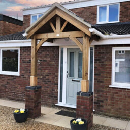 Dunster House Wooden Porch Canopy Kit 2M X 1.5M Pressure Treated Half Height 2 Post Black Shingles Thunderdam - thumbnail 8