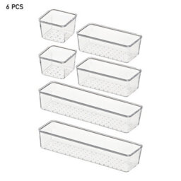 Thehotsale Set Of 6 Transparent Desktop Organisers Drawer Organisers - thumbnail 3