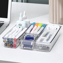 Thehotsale Set Of 6 Transparent Desktop Organisers Drawer Organisers - thumbnail 2