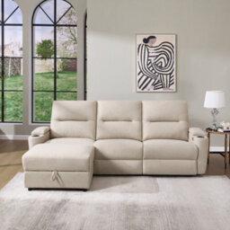 More4Homes Avery 3 Seater Electric Recliner Chaise Lounge Fabric Sofa (Beige) - thumbnail 8