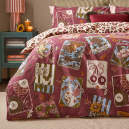 furn. Furn Wild Card Reversible Duvet Cover Set, Burgundy, Single - thumbnail 4