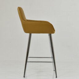 Lakeland Furniture Hamilton Light Tan Brown Faux Leather Chrome Fixed Leg Base Bar Stool - thumbnail 5