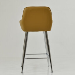 Lakeland Furniture Hamilton Light Tan Brown Faux Leather Chrome Fixed Leg Base Bar Stool - thumbnail 6