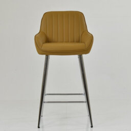 Lakeland Furniture Hamilton Light Tan Brown Faux Leather Chrome Fixed Leg Base Bar Stool - thumbnail 3