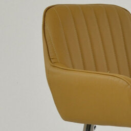 Lakeland Furniture Hamilton Light Tan Brown Faux Leather Chrome Fixed Leg Base Bar Stool - thumbnail 7