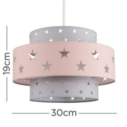 Valuelights Weaver Star Pink/grey Tiered Ceiling Lamp Shade And Bulb - thumbnail 7