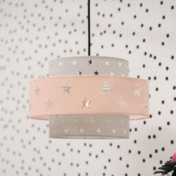 Valuelights Weaver Star Pink/grey Tiered Ceiling Lamp Shade And Bulb - thumbnail 4