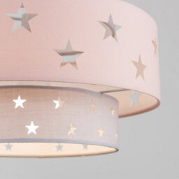Valuelights Weaver Star Pink/grey Tiered Ceiling Lamp Shade And Bulb - thumbnail 6