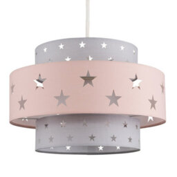 Valuelights Weaver Star Pink/grey Tiered Ceiling Lamp Shade And Bulb
