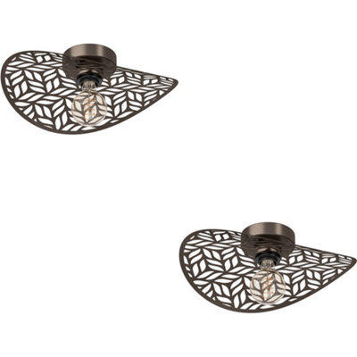 Loops 2 Pack Elegant Modern Design Bronze Ceiling Light For Indoor Spaces - Semi Flush Mount - image 1