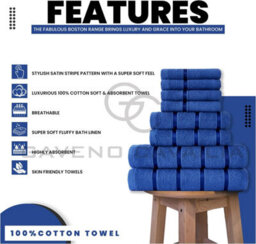 Gc Gaveno Cavailia 8 Piece Bostonian Oasis Towel Bale Set Royal Blue Quick Dry And Super Obsorbent Towel - thumbnail 2