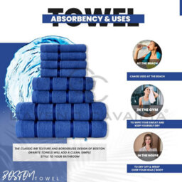 Gc Gaveno Cavailia 8 Piece Bostonian Oasis Towel Bale Set Royal Blue Quick Dry And Super Obsorbent Towel - thumbnail 3