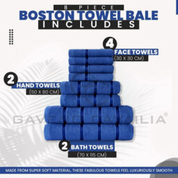 Gc Gaveno Cavailia 8 Piece Bostonian Oasis Towel Bale Set Royal Blue Quick Dry And Super Obsorbent Towel - thumbnail 4