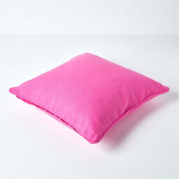Homescapes Cotton Plain Cerise Cushion Cover, 30 X 30 Cm - thumbnail 3