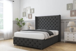 "Sloomy Luthor Graphite Dumfries Divan Bed Base No Drawers-54"" Wingback Headboard & 12"" Footboard 3' Single" - thumbnail 3