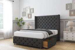 "Sloomy Luthor Graphite Dumfries Divan Bed Base No Drawers-54"" Wingback Headboard & 12"" Footboard 3' Single" - thumbnail 4