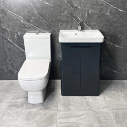 Hydros Vanity Unit Anthracite Grey Gloss 550mm 2 Door With Ceramic Basin Sink Ross - thumbnail 4