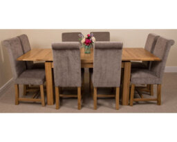 That's Furniture Richmond 140Cm - 220Cm Oak Extending Dining Table And 8 Chairs Dining Set With Washington Grey Fabric Chairs - thumbnail 2