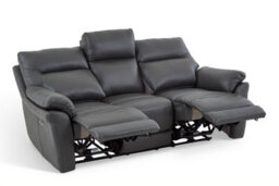 Dark Grey Leather Electric 3 Seater Recliner Sofa - thumbnail 2
