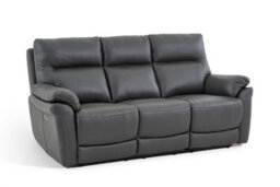Dark Grey Leather Electric 3 Seater Recliner Sofa - thumbnail 5