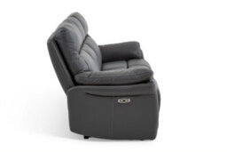 Dark Grey Leather Electric 3 Seater Recliner Sofa - thumbnail 4