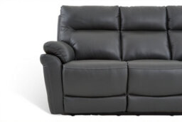 Dark Grey Leather Electric 3 Seater Recliner Sofa - thumbnail 7