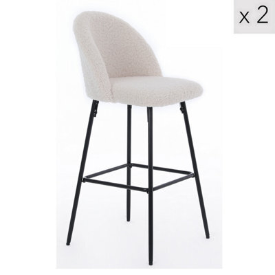 Nordlys Set Of 2 Bar Stools In Metal And White Bouclé Modern Design Style Dining Room - image 1