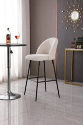 Nordlys Set Of 2 Bar Stools In Metal And White Bouclé Modern Design Style Dining Room - thumbnail 3