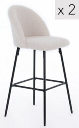 Nordlys Set Of 2 Bar Stools In Metal And White Bouclé Modern Design Style Dining Room - thumbnail 2