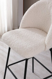 Nordlys Set Of 2 Bar Stools In Metal And White Bouclé Modern Design Style Dining Room - thumbnail 4