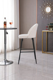 Nordlys Set Of 2 Bar Stools In Metal And White Bouclé Modern Design Style Dining Room - thumbnail 5
