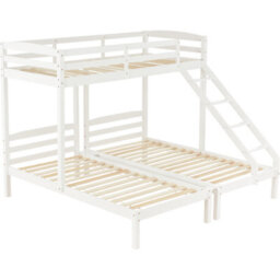 Bunk Bed Triple Sleeper With Side Ladder For Children And Teens 3Ft, White (90X190Cm,90X200Cm) (Mattress Not Included) - thumbnail 4