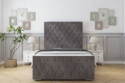 "Sloomy Watson Slate Naples Bed Frame With Mattress With 50"" Upholstered Headboard 2'6 Small Single"