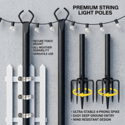 Kokoma 4Pcs Outdoor String Light Poles With Hooks For Garden Decor - thumbnail 4