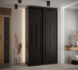 Arte Cannes Xii Sliding Door Wardrobe W130Cm - Sleek Black Storage For Compact Spaces - thumbnail 2