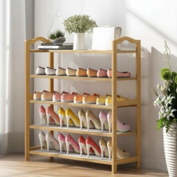 Bamboo Shoe Rack 3 Tier 80Cm X 50Cm X 24Cm Wooden Footwear Storage Shelves Organizer Stand