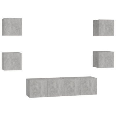 Berkfield Sturdy 6 Piece Tv Cabinet Set Concrete Grey Engineered Wood - image 1