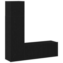 Berkfield 3 Piece Tv Cabinet Set In Black Oak, Made From Engineered Wood. - thumbnail 2