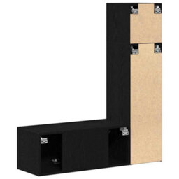 Berkfield 3 Piece Tv Cabinet Set In Black Oak, Made From Engineered Wood. - thumbnail 7